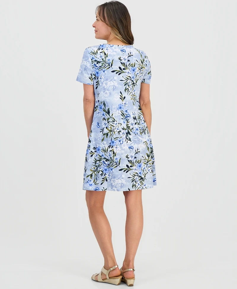 Style & Co Petite Short-Sleeve Floral T-Shirt Dress, Created for Macy's