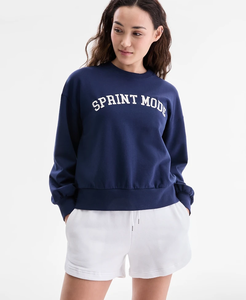 Id Ideology Women's Graphic Fleece Crewneck Sweatshirt, Macy's Exclusive