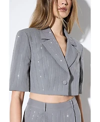 MissPap Women's Premium Embellished Cropped Blazer