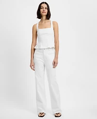French Connection Women's Inez Twill Square Neck Peplum Top