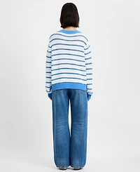 French Connection Women's Teddy Knit Open Stripe Boat Neck Sweater