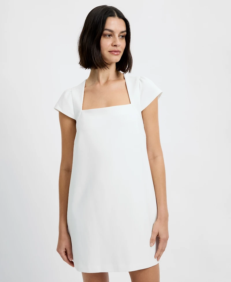 French Connection Women's Square Neck Whisper Cap Sleeve Shift Mini Dress