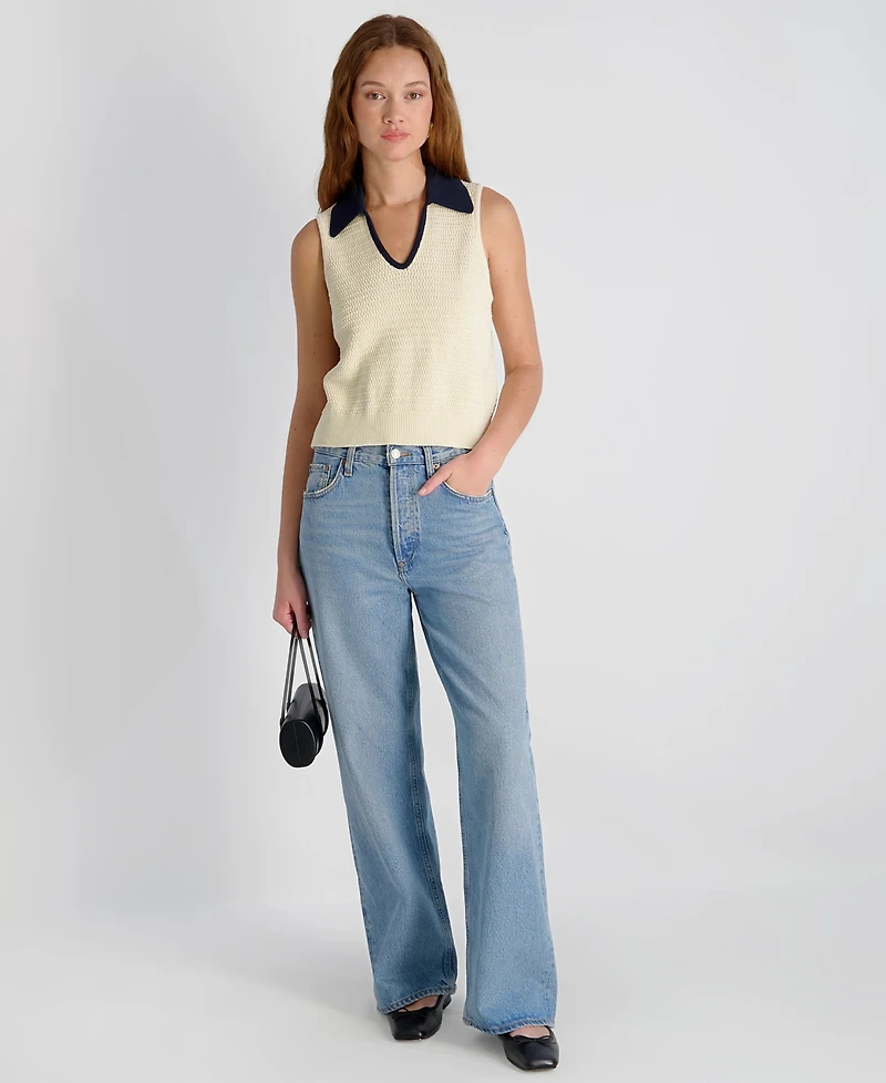 French Connection Women's Mozart Contrast Texture Knit Pull-On Top