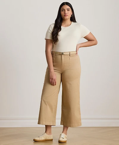 Lauren Ralph Plus Stretch Chino Wide-Leg Cropped Pants