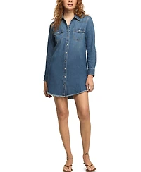 Lucky Brand Women's V-Neck Denim Shirt Dress