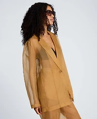 Kenneth Cole Women's Organza One-Button Notch Collar Jacket