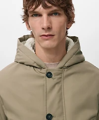 Mango Men's Water-Repellent Hood Quilted Parka