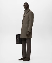 Mango Men's Detachable Inner Collar Wool Coat