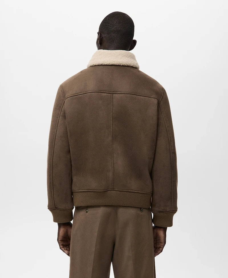 Mango Men's Faux-Leather Fleece Jacket