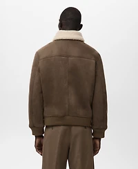 Mango Men's Faux-Leather Fleece Jacket