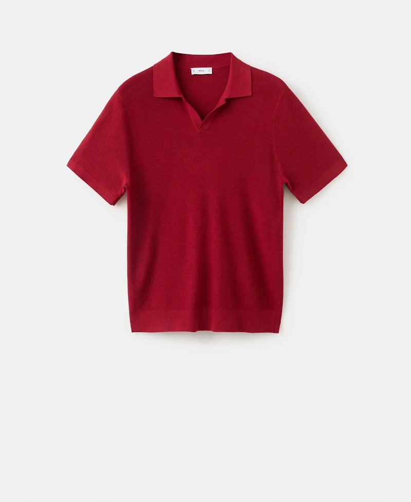 Mango Men's Structured Cotton Knitted Polo Shirt