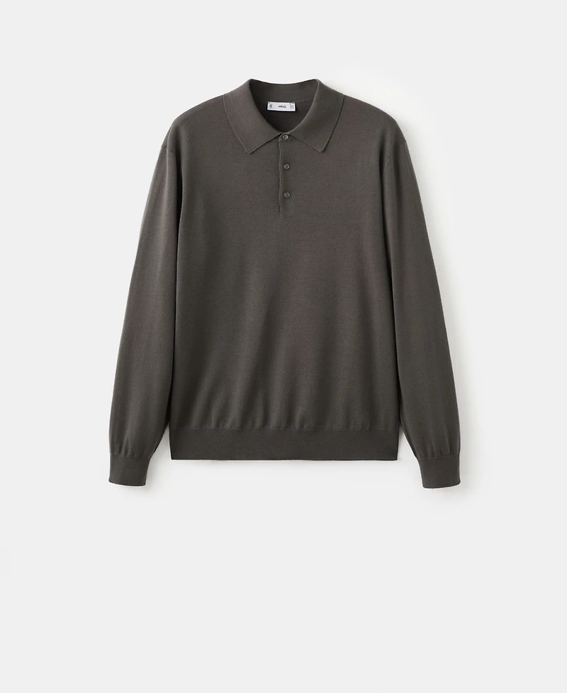 Mango Men's Merino Wool Polo Sweater