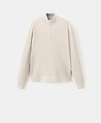 Mango Men's Zip Neck Ribbed Sweater