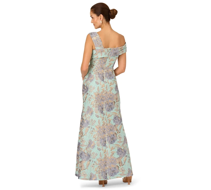 Adrianna Papell Women's Square Neck Floral Mermaid Ball Gown