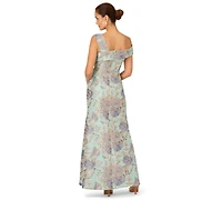 Adrianna Papell Women's Square Neck Floral Mermaid Ball Gown