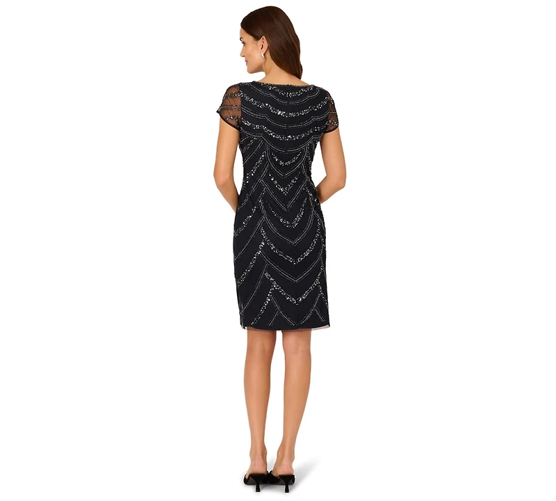 Adrianna Papell Women's Beaded Cap-Sleeve Sheath Dress