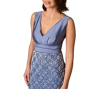 Adrianna Papell Women's Beaded V-Neck Ball Gown