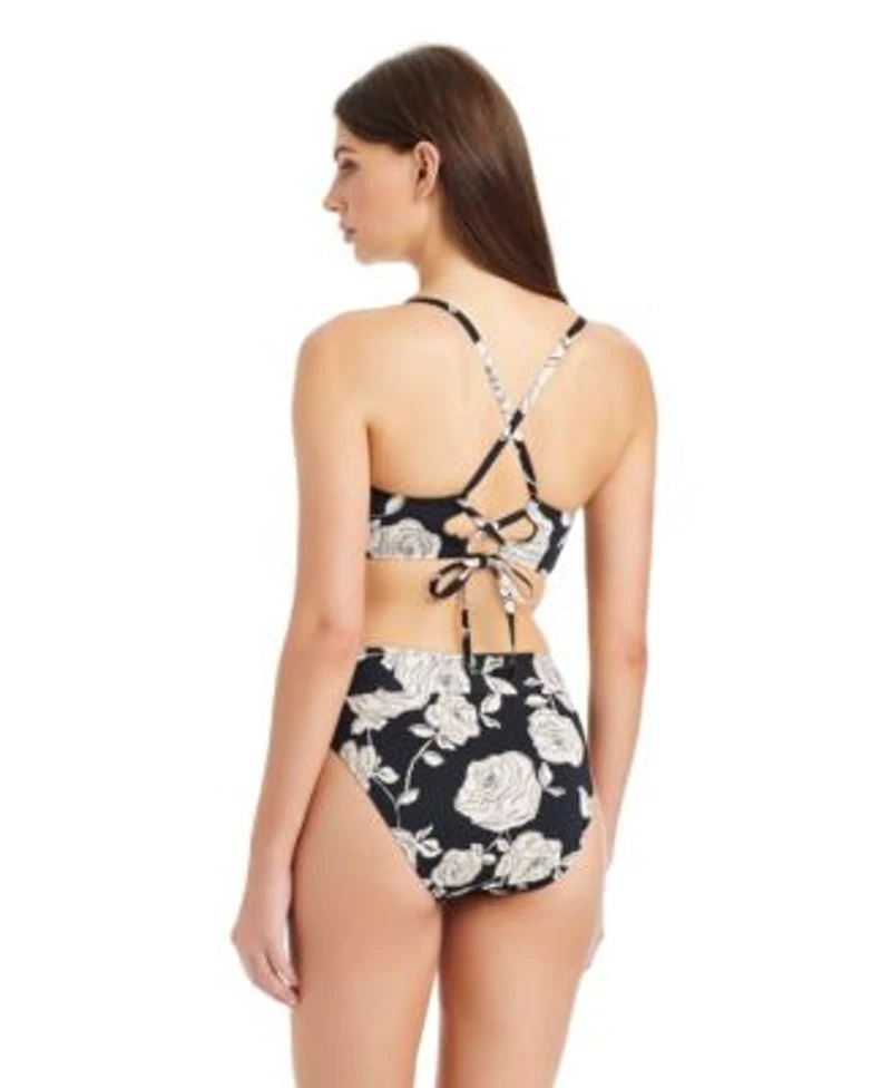 Sanctuary Womens Among Roses Tie Back Underwire Bra High Leg Bottoms