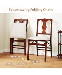 Gymax Set of 4 Folding Dining Chairs w/Rubber Wood Frame Soft Padded Seat Cushion