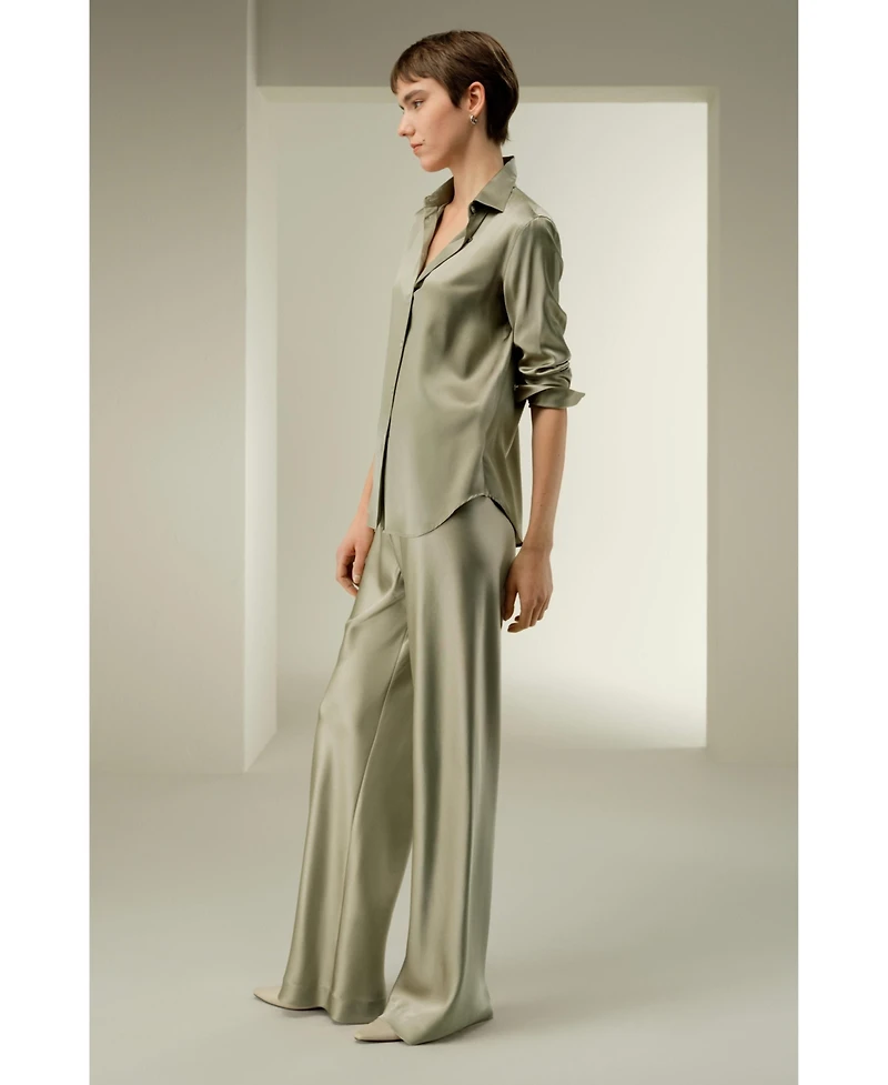 Lilysilk Women's Timeless Silk Charmeuse Button-Up Shirt