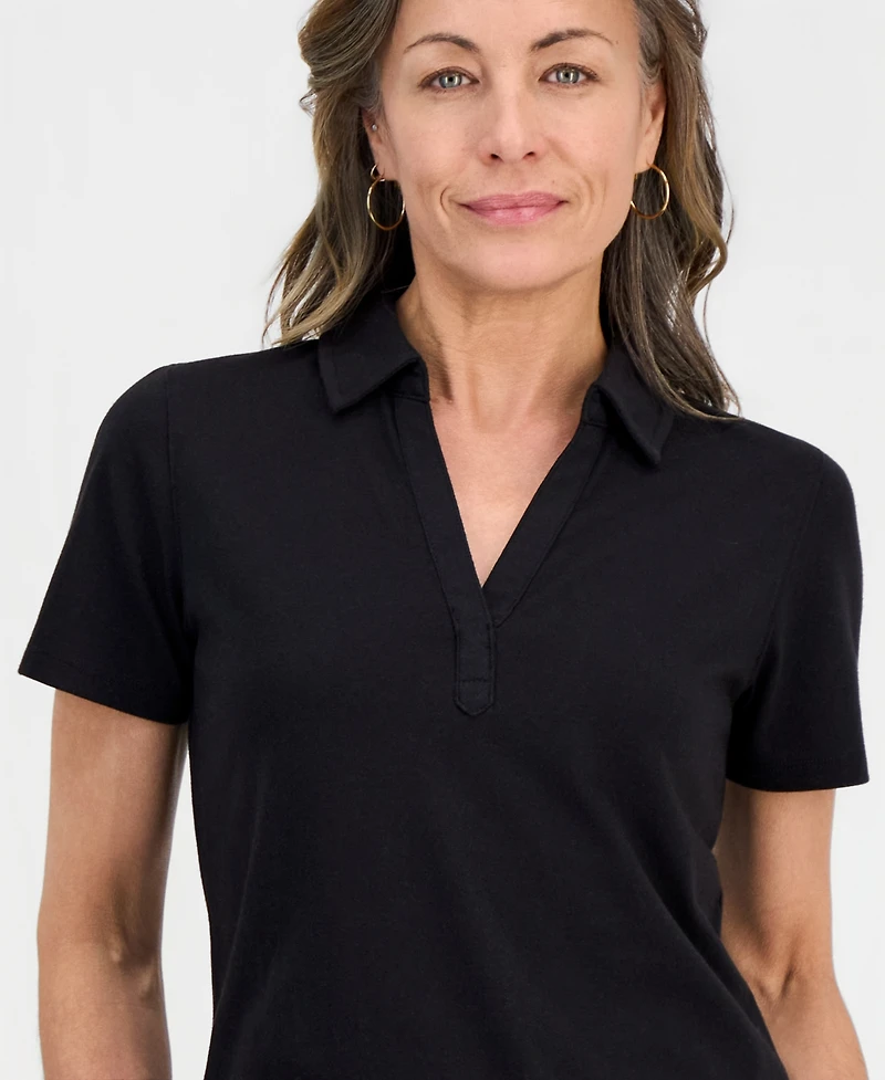 Style & Co Petite Solid Modern Polo Shirt, Macy's Exclusive