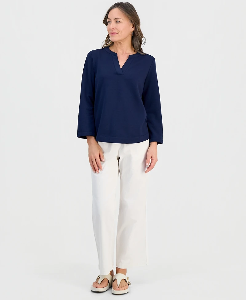 Style & Co Petite Lux Soft Bracelet-Sleeve Fleece Top, Macy's Exclusive