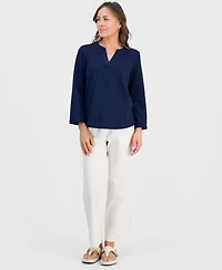 Style & Co Petite Lux Soft Bracelet-Sleeve Fleece Top, Macy's Exclusive