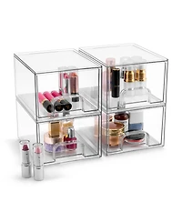 Sorbus 4 Pack Stackable Clear Pull-Out Storage Drawer Containers (4.4'' Tall)