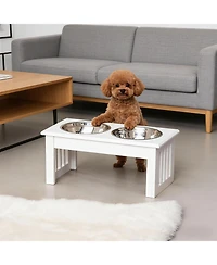 Aostirmotor 17.3 in. Dog Bowls Pet Food Bowl Stand in White