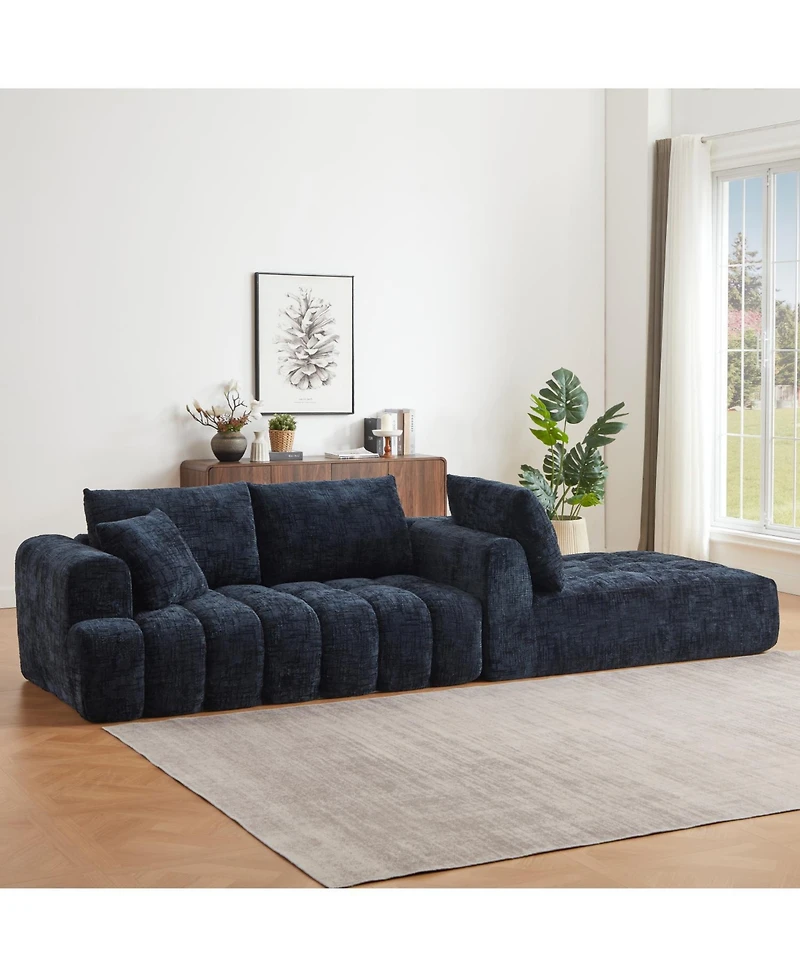 Streamdale Furniture Chenille L-Shape Sectional Sofa Sleeper Couch