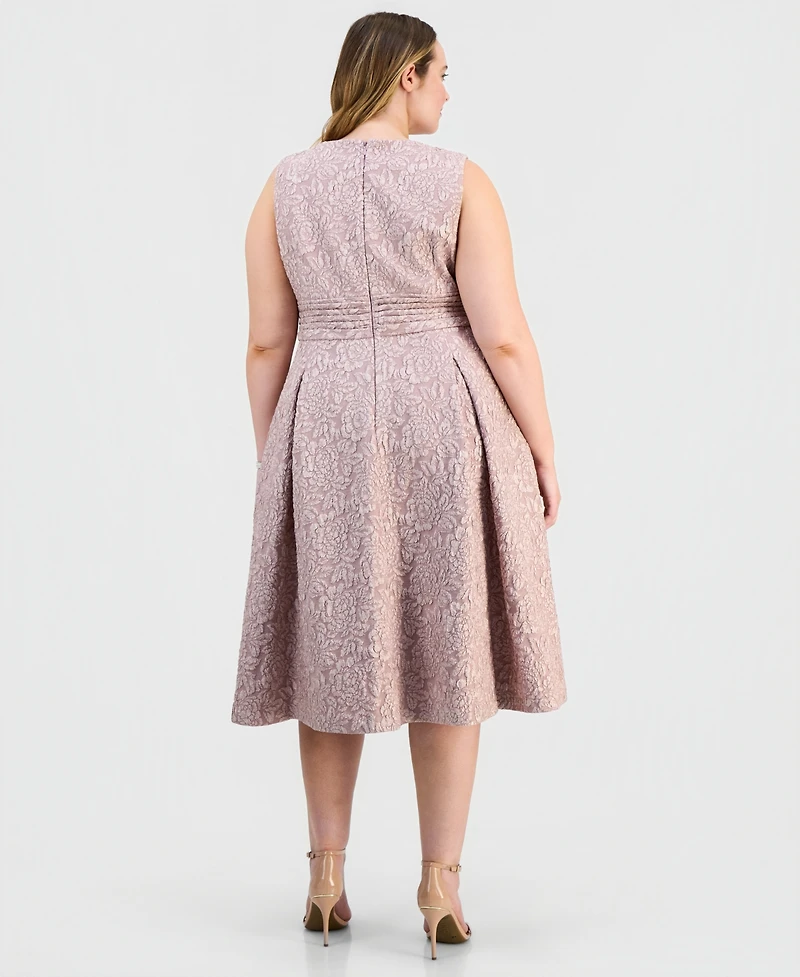 Alex Evenings Plus Jacquard Pleated Midi Dress