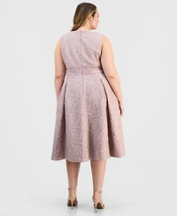 Alex Evenings Plus Jacquard Pleated Midi Dress