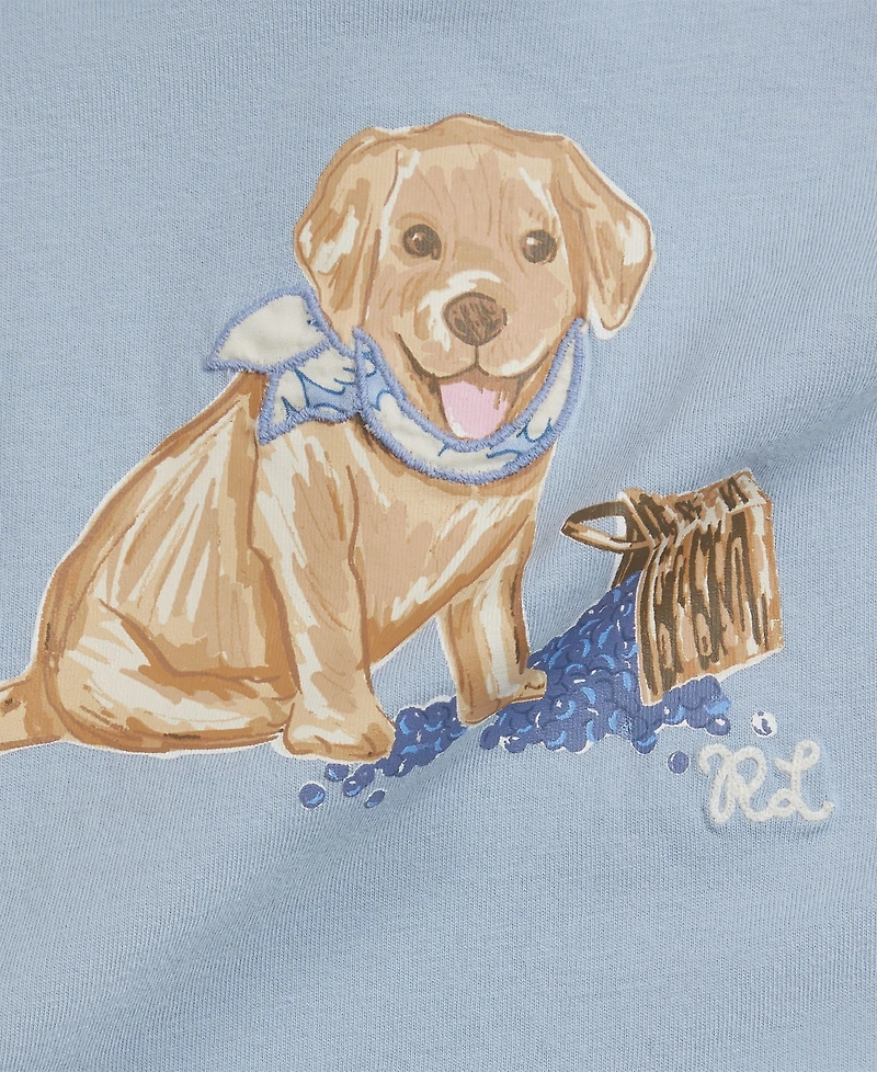Polo Ralph Lauren Baby Girls' Dog-Print Crewneck T-Shirt and Gingham Shorts, 2-Piece Set