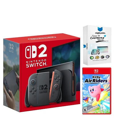 Nintendo Switch 2 Video Game Console with Kirby Air Riders and MightySkins Code Bundle