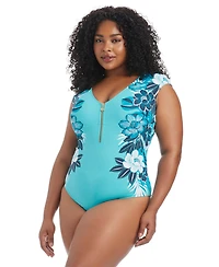 Bleu by Rod Beattie Plus Moddy Blooms Full Coverage One-Piece Swimsuit