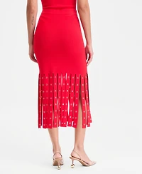 I.n.c. International Concepts Women's Grommet & Fringe Sweater Skirt