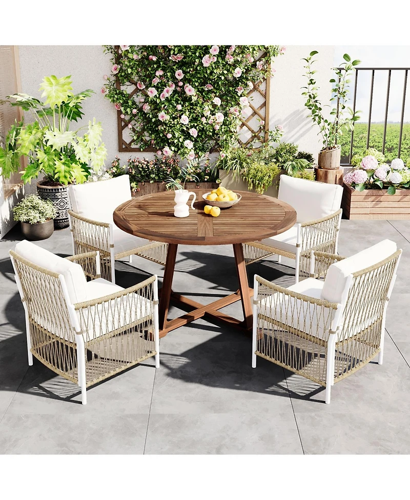 Streamdale Furniture 5-Piece Extendable Wooden Patio Dining Set