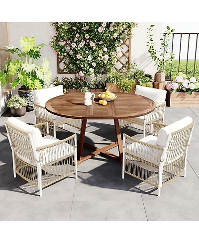 Streamdale Furniture 5-Piece Extendable Wooden Patio Dining Set