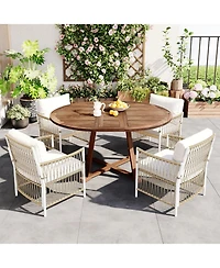 Streamdale Furniture 5-Piece Extendable Wooden Patio Dining Set
