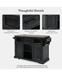 Streamdale Furniture Kitchen Island with Drop Leaf & Power Outlet