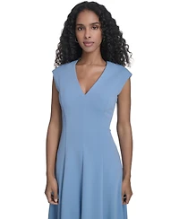 Calvin Klein Women's Crepe V-Neck Midi Dress