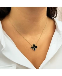 The Lovery Onyx Luxe Flower Necklace 14K Gold