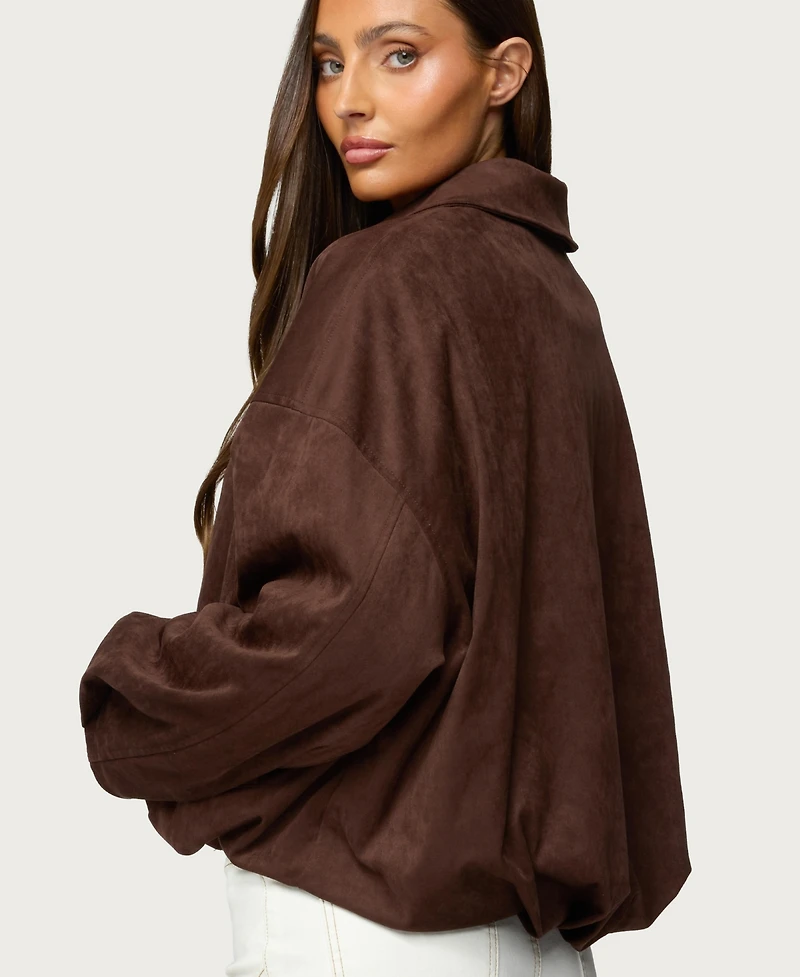 Edikted Women's Alberta Faux Suede Bubble Jacket