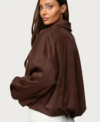 Edikted Women's Alberta Faux Suede Bubble Jacket