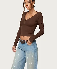 Edikted Women's Shanah Lacey Henley Top