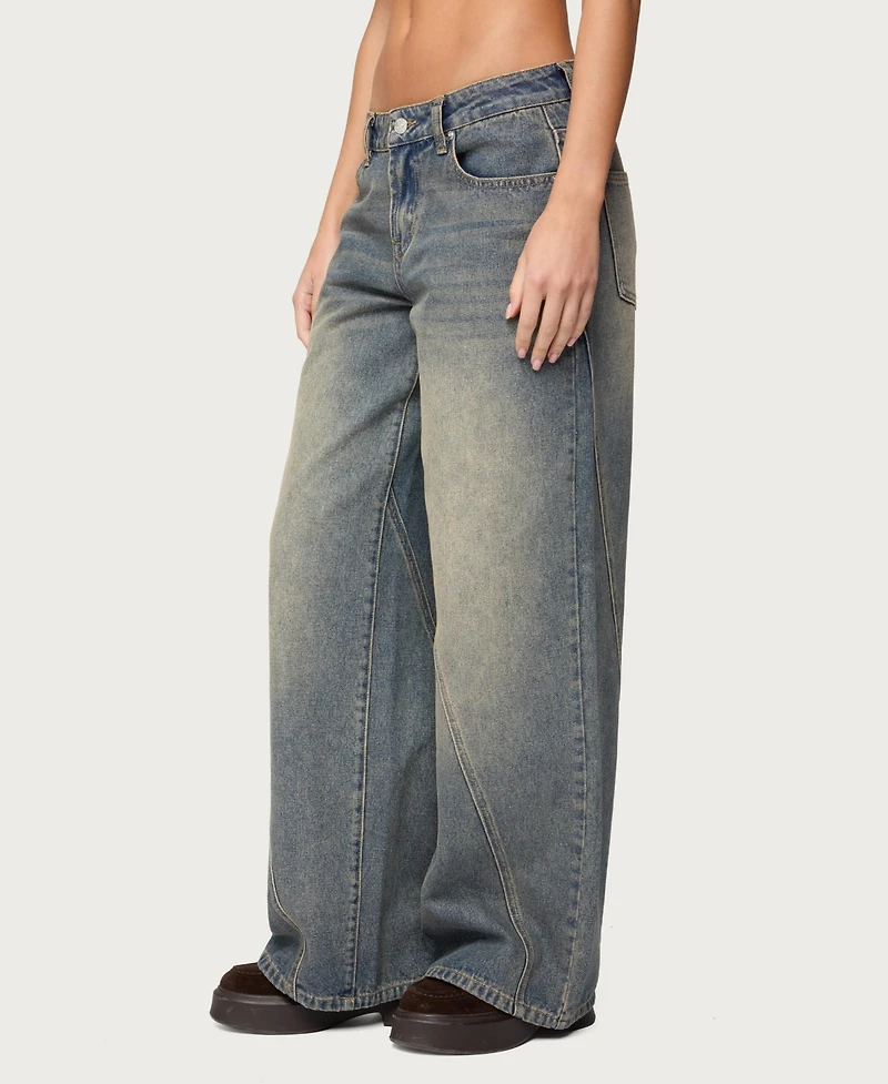 Edikted Women's Vintage Washed Low Rise Baggy Jeans