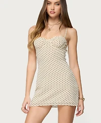 Edikted Womens Polka Dot Cupped Chiffon Mini Dress