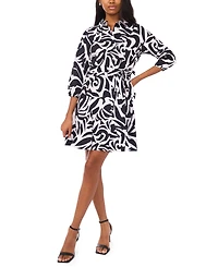 Msk Women's Tie Waist Collared Neck Short Dress