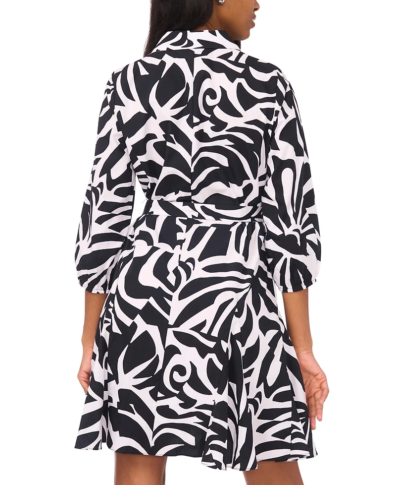 Msk Women's Tie Waist Collared Neck Short Dress