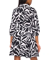 Msk Women's Tie Waist Collared Neck Short Dress